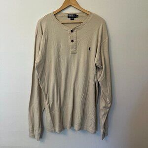 Vintage Ralph Lauren Polo 100% Cotton Long Sleeve Henley - Size XL